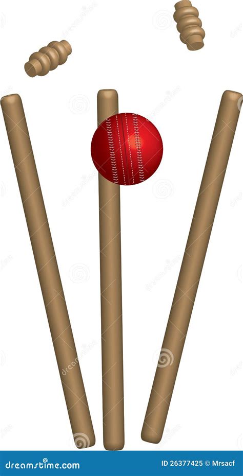 Cricket Ball Hitting Wickets Stock Illustration - Illustration of ...