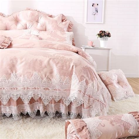 Elegant Girls Pale Pink Vintage Lace Design Gathered Ruffled Cute Style Luxury Cotton Full ...