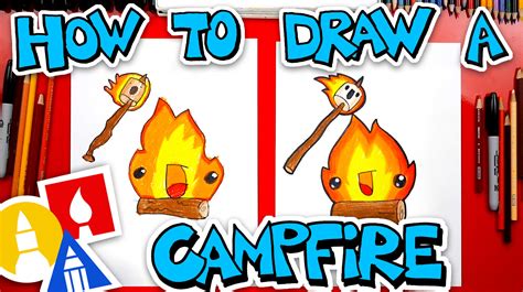 How To Draw A Funny Camp Fire And Marshmallow - Art For Kids Hub