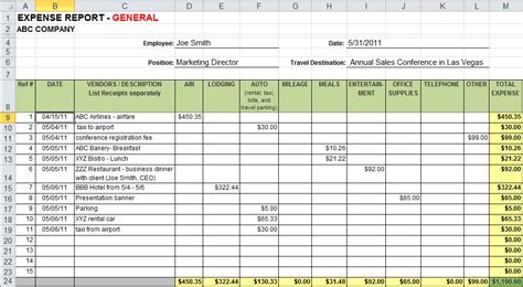 Business Expense Tracking Template