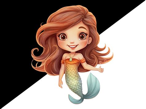 Mermaid Clipart, Cute Mermaid PNG, Underwater Clipart Instant Download ...