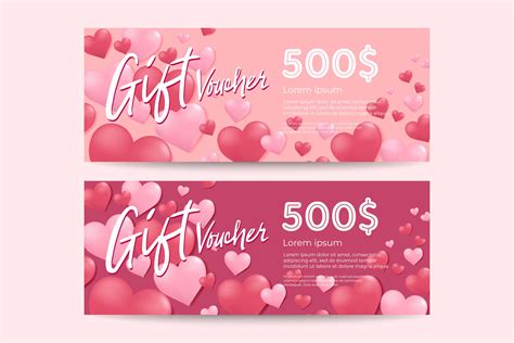 Valentine's Day gift voucher template. Design of Discount Coupon ...