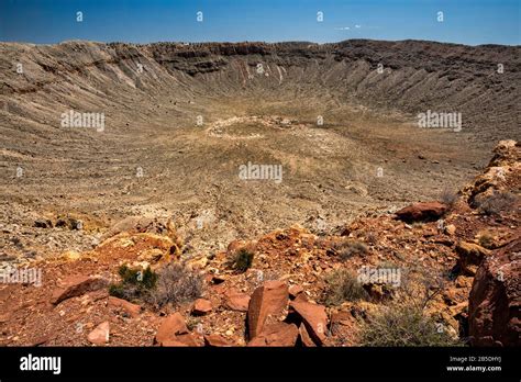 Meteor Crater aka Barringer Crater, seen from lower viewing deck at north rim, National Natural ...