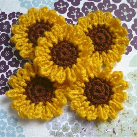 10pcs Crochet Sunflower Appliques made to order by appliquefarm