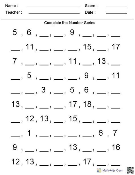 Numerical Patterns Grade 5 Worksheets