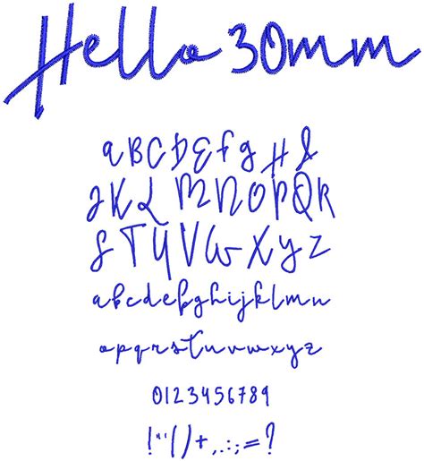 Hello 30mm Font | Embroidery Lettering Fonts