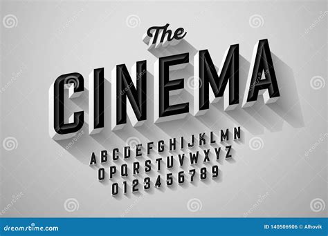 Old Movie Title Vintage Font Stock Vector - Illustration of shadow ...