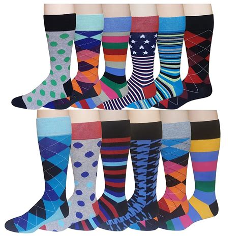 Different Touch - 12 Pairs Men's Cotton Funky Classic Design Colorful ...