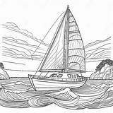 Cartoon Catamaran Coloring Page For Kids Stock Illustration  sketch template