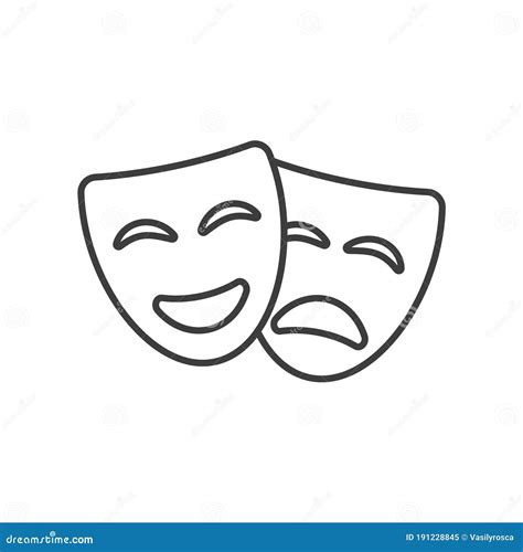 Theatre Mask Icon Silhouette. Theatre Drama Comedy Vector Icon, Actor Acting Logo Stock Vector ...