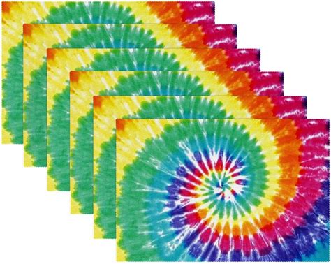 Placemats Set of 4,Dining Table Placemats,Rainbow Swirl Tiedye Place Mats,Table Mats Set of 4 ...