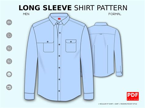 PDF Long Sleeve Shirt Sewing Pattern for Men XS / XXL - Etsy