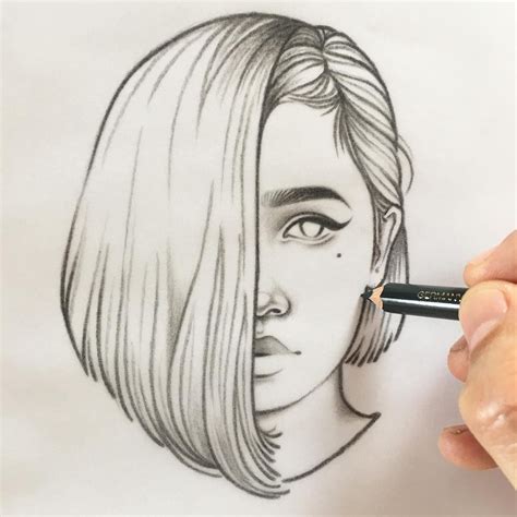 Blue Red and Black Line Portrait Sketches | Portrait sketches, Art drawings sketches, Cool art ...