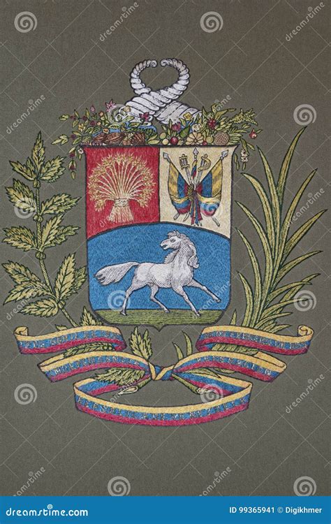 Venezuela coat of arms stock illustration. Illustration of fabric - 99365941