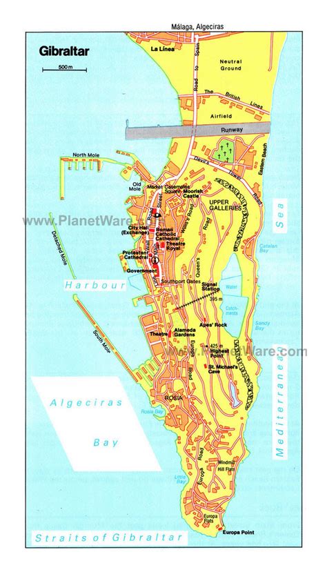 Road map of Gibraltar | Gibraltar | Europe | Mapsland | Maps of the World