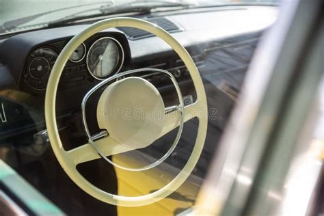 Photo of Interior of Vintage Car with Light Saloon and Details. Old Car ...