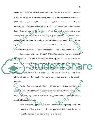 Utilitarianism, business ethics Essay Example | Topics and Well Written Essays - 1250 words