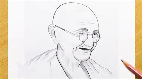 How to Draw Mahatma Gandhi Step by Step | Drawing of Gandhiji - YouTube