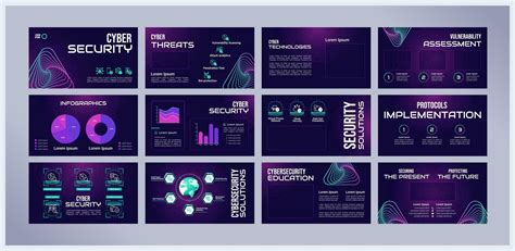 Cybersecurity presentation templates set. Cybercrime prevention ...