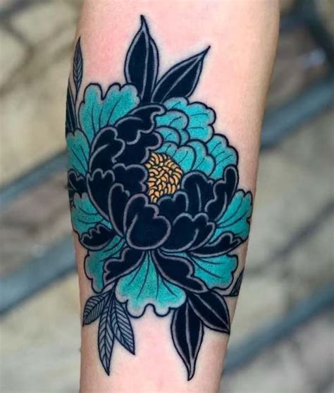 blue peony- Traditional Japanese | Purple tattoos, Japanese flower ...