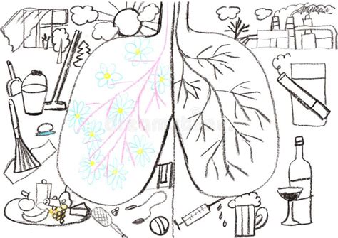 Child Drawing of a Healthy Lifestyle and Environmental Protection Stock Illustration ...