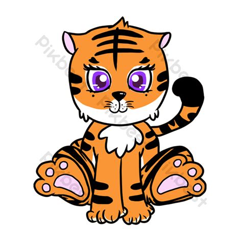 Cartoon Cute Style Orange Clipart Sitting On A Small Tiger PNG Images ...