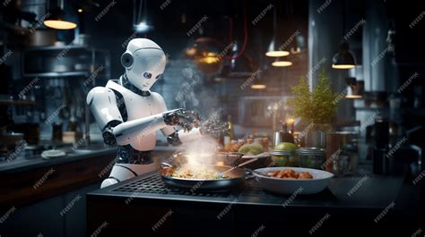 Premium Photo | A humanoid robot chef cooks dishes in a restaurant ...