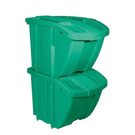 Suncast BH18BLUE2 Stackable Recycling Bin Containers with Lids, Blue (4 Pack) | Walmart Canada