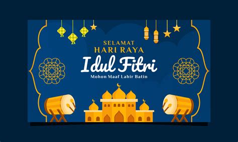 Gradient Selamat hari raya idul fitri horizontal banner template design ...