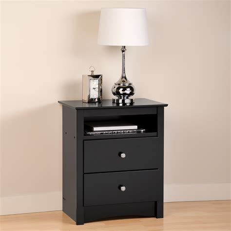 Sonoma Black 2-Drawer Tall Night Stand with Open Cubbie| Night Stands | Brylane Home