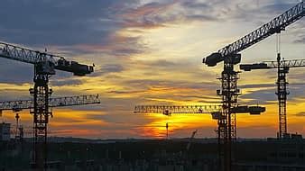 crane, derrick, rig, industrial, machine, platform, silhouette, sunset, oil, equipment, drilling ...