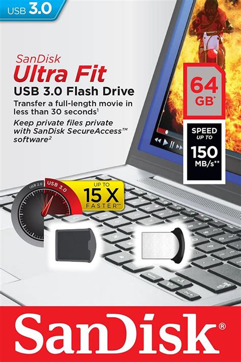 SanDisk USB-minne 3.0 Ultra Fit 64GB 150MB/s | Teknikhouse.se