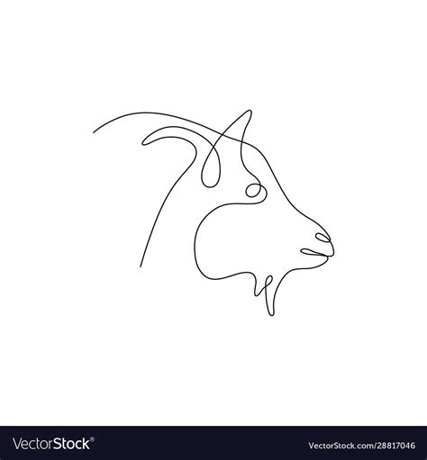 One line goat head design silhouette. Logo design. Hand drawn minimalism style vector ...