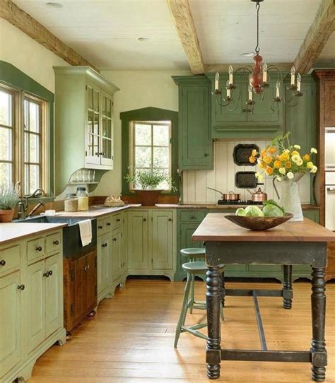 30+ Rustic Green Kitchen Cabinets – DECOOMO