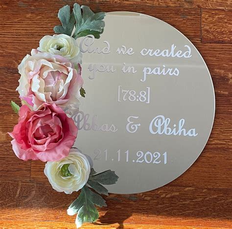 Wedding/occasion Mirror with flowers | Etsy