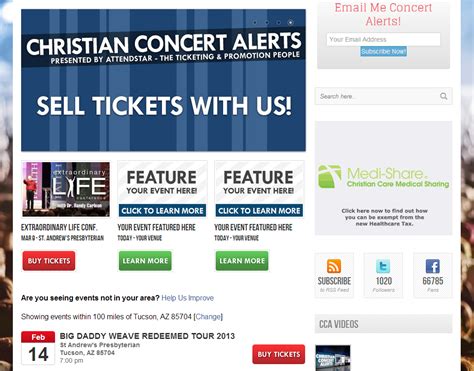 Promote your Christian concert for just $2.85 per day!