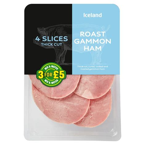 Iceland 4 Slices Thick Cut Roast Gammon Ham 100g | Cooked Meats & Deli | Iceland Foods