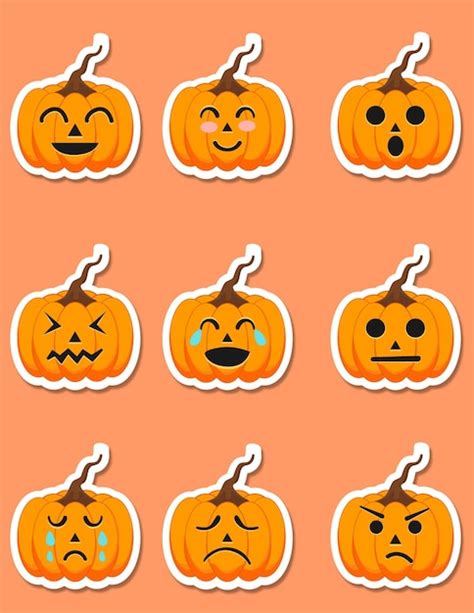 Premium Vector | Set of halloween pumpkin stickers