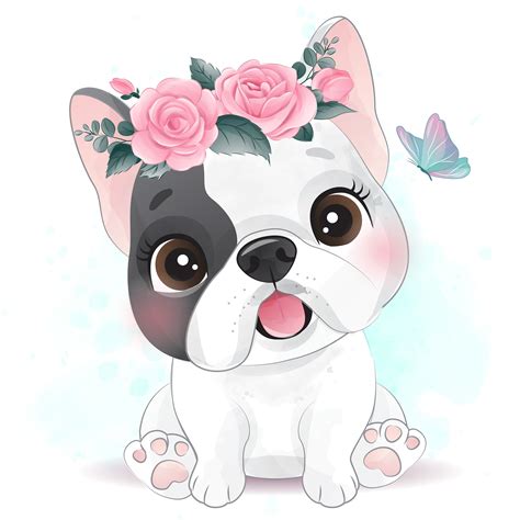 Cute French Bulldog Clipart With Watercolor Illustration - Etsy Ireland