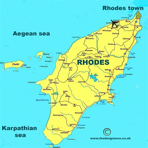 Map of Rhodes Greece