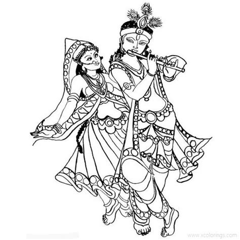 Krishna and Radha Coloring Pages - XColorings.com