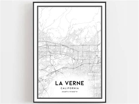 La Verne Map Print La Verne Map Poster Wall Art Ca City Map | Etsy