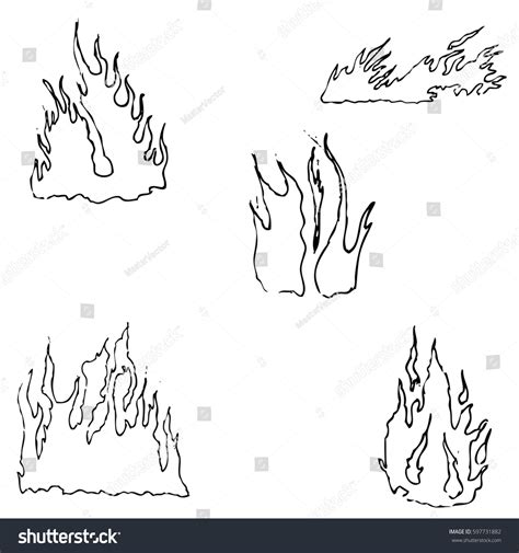 Fire Sketch By Hand Pencil Drawing: Stock-Vektorgrafik (Lizenzfrei) 597731882 | Shutterstock