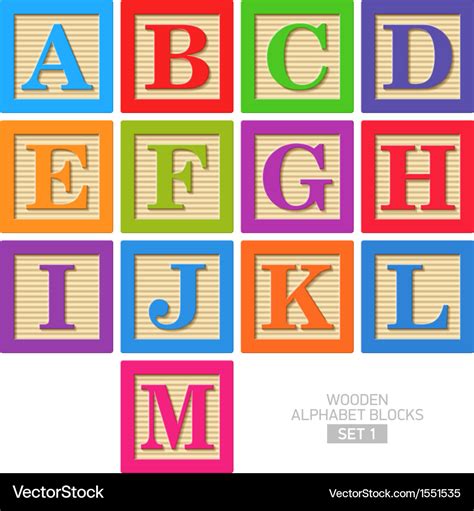 Wooden alphabet blocks Royalty Free Vector Image