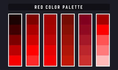 Red Vector Color Palette | Red colour palette, Shades of red color, Black color palette