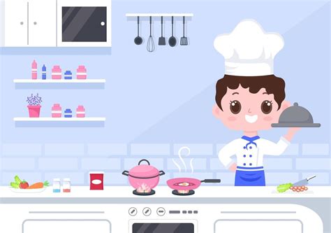 Chef Is Cooking In The Kitchen Background 2962100 Vector Art at Vecteezy