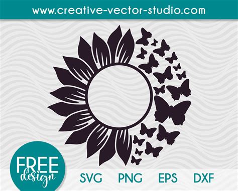 Free Sunflower Monogram SVG, PNG, EPS, DXF | Creative Vector Studio