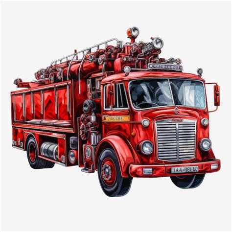 Premium AI Image | A drawing of a red fire truck with a license plate that says'fire dept'on it