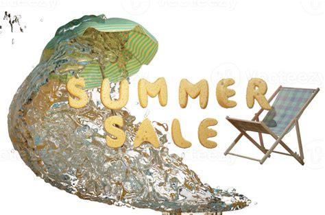 Free 3d summer sale template. Composition of cute water splash 22941870 PNG with Transparent ...