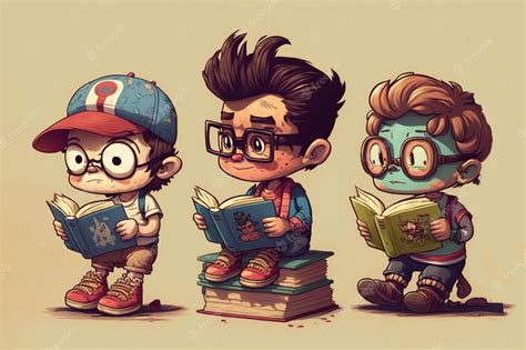 Premium Photo | Cartoon character Childrens reading books